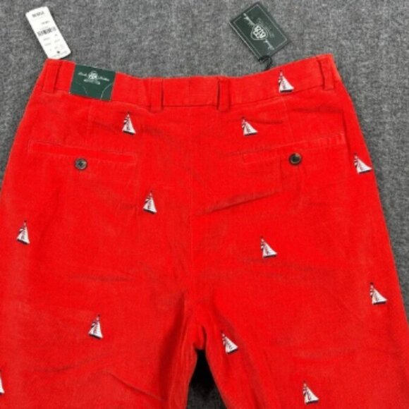 Brooks Brothers Country Club Pants Mens 33x32 Red Sailboat Corduroy Trousers NEW - Picture 5 of 12